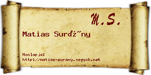 Matias Surány névjegykártya
